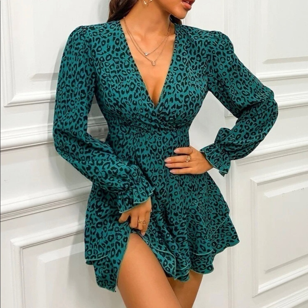 Fabulous Layered Ruffle Hem Leopard Dress